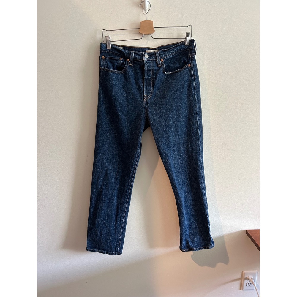 Levi's Premium Wedgie Straight Jeans Dark Indigo 30 High Rise Button Fly Denim